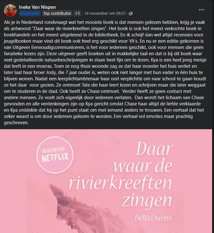 Recensie van "Daar waar de rivierkreeften zingen" 