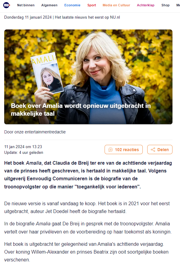 "Amalia" in de pers